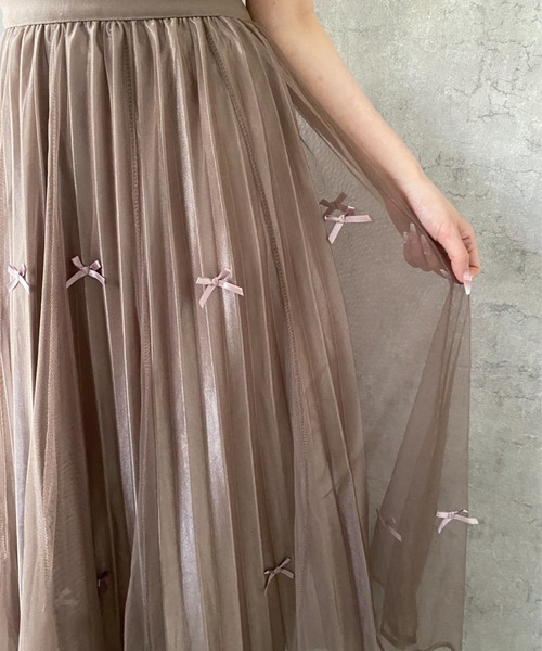 Mejoul（メジュール）の「【26年春夏新作】シアーチュール リボンプリーツロングスカート（スカート・レディース・ホワイト/ブラウン/ブラック・M/L）」の22枚目の写真