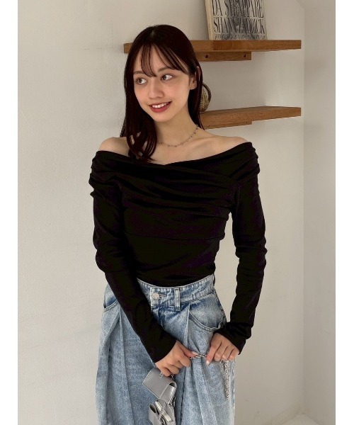 FRAY I.D（フレイアイディー）の「ギャザーオフショルカットソー（Tシャツ/カットソー・レディース・グレー/ブラック/その他/ホワイト/ピンク・F）」の18枚目の写真