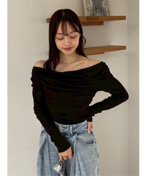 FRAY I.D（フレイアイディー）の「ギャザーオフショルカットソー（Tシャツ/カットソー・レディース・グレー/ブラック/その他/ホワイト/ピンク・F）」の19枚目の写真