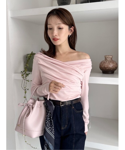 FRAY I.D（フレイアイディー）の「ギャザーオフショルカットソー（Tシャツ/カットソー・レディース・グレー/ブラック/その他/ホワイト/ピンク・F）」の14枚目の写真