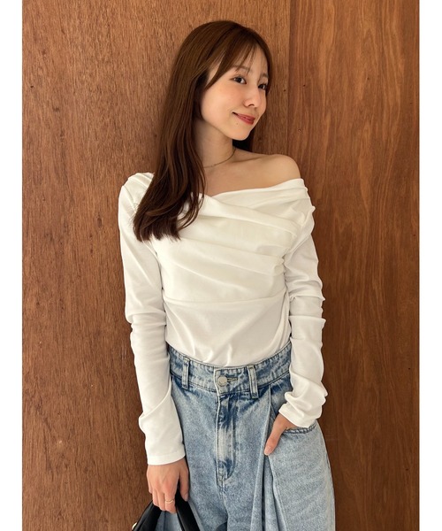 FRAY I.D（フレイアイディー）の「ギャザーオフショルカットソー（Tシャツ/カットソー・レディース・グレー/ブラック/その他/ホワイト/ピンク・F）」の12枚目の写真