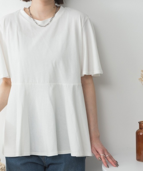 aity(アイティ)の「M-5L フレアヘム 半袖無地Tシャツ 夏服(Tシャツ/カットソー・レディース・ミント/オフホワイト/チャコールグレー/グレイッシュベージュ/ブラック・4L~5L/LL~3L/M~L)」の6枚目の写真