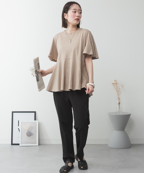 aity(アイティ)の「M-5L フレアヘム 半袖無地Tシャツ 夏服(Tシャツ/カットソー・レディース・ミント/オフホワイト/チャコールグレー/グレイッシュベージュ/ブラック・4L~5L/LL~3L/M~L)」の11枚目の写真
