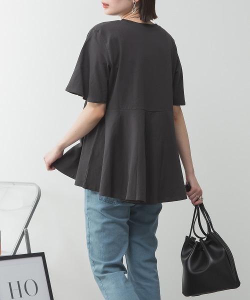 aity(アイティ)の「M-5L フレアヘム 半袖無地Tシャツ 夏服(Tシャツ/カットソー・レディース・ミント/オフホワイト/チャコールグレー/グレイッシュベージュ/ブラック・4L~5L/LL~3L/M~L)」の12枚目の写真