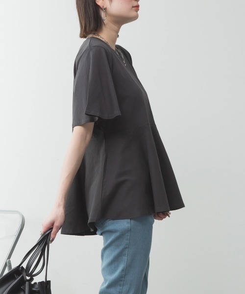 aity(アイティ)の「M-5L フレアヘム 半袖無地Tシャツ 夏服(Tシャツ/カットソー・レディース・ミント/オフホワイト/チャコールグレー/グレイッシュベージュ/ブラック・4L~5L/LL~3L/M~L)」の13枚目の写真