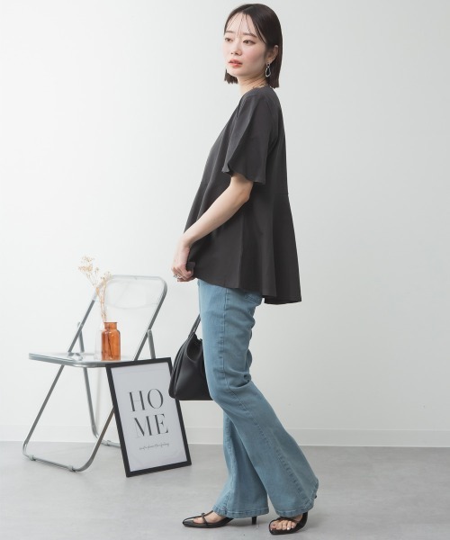 aity(アイティ)の「M-5L フレアヘム 半袖無地Tシャツ 夏服(Tシャツ/カットソー・レディース・ミント/オフホワイト/チャコールグレー/グレイッシュベージュ/ブラック・4L~5L/LL~3L/M~L)」の14枚目の写真