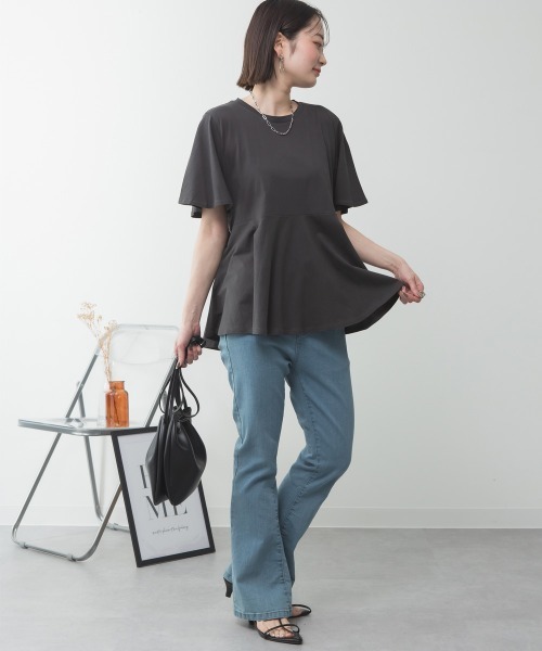 aity(アイティ)の「M-5L フレアヘム 半袖無地Tシャツ 夏服(Tシャツ/カットソー・レディース・ミント/オフホワイト/チャコールグレー/グレイッシュベージュ/ブラック・4L~5L/LL~3L/M~L)」の15枚目の写真