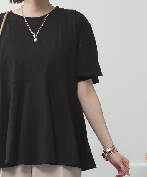 aity(アイティ)の「M-5L フレアヘム 半袖無地Tシャツ 夏服(Tシャツ/カットソー・レディース・ミント/オフホワイト/チャコールグレー/グレイッシュベージュ/ブラック・4L~5L/LL~3L/M~L)」の16枚目の写真