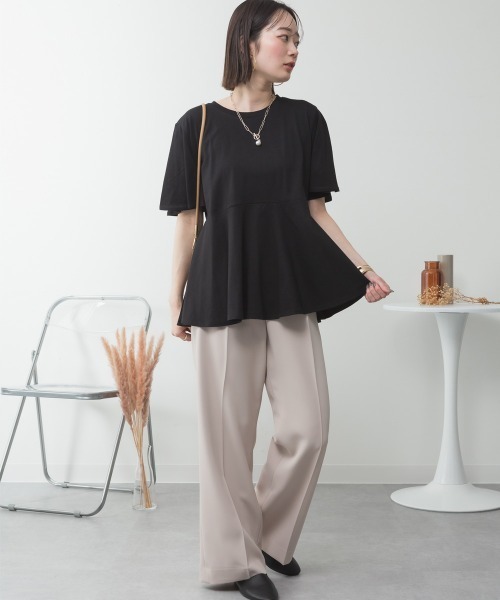 aity(アイティ)の「M-5L フレアヘム 半袖無地Tシャツ 夏服(Tシャツ/カットソー・レディース・ミント/オフホワイト/チャコールグレー/グレイッシュベージュ/ブラック・4L~5L/LL~3L/M~L)」の18枚目の写真