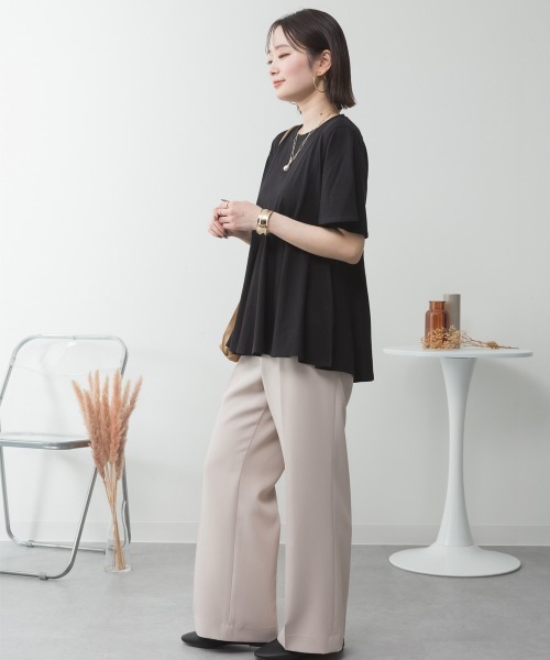 aity(アイティ)の「M-5L フレアヘム 半袖無地Tシャツ 夏服(Tシャツ/カットソー・レディース・ミント/オフホワイト/チャコールグレー/グレイッシュベージュ/ブラック・4L~5L/LL~3L/M~L)」の19枚目の写真