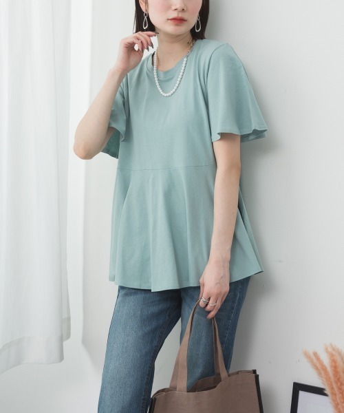 aity(アイティ)の「M-5L フレアヘム 半袖無地Tシャツ 夏服(Tシャツ/カットソー・レディース・ミント/オフホワイト/チャコールグレー/グレイッシュベージュ/ブラック・4L~5L/LL~3L/M~L)」の20枚目の写真