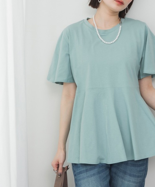 aity(アイティ)の「M-5L フレアヘム 半袖無地Tシャツ 夏服(Tシャツ/カットソー・レディース・ミント/オフホワイト/チャコールグレー/グレイッシュベージュ/ブラック・4L~5L/LL~3L/M~L)」の21枚目の写真