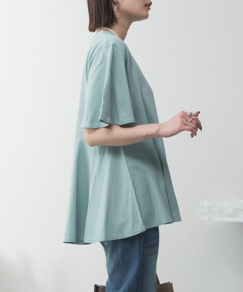 aity(アイティ)の「M-5L フレアヘム 半袖無地Tシャツ 夏服(Tシャツ/カットソー・レディース・ミント/オフホワイト/チャコールグレー/グレイッシュベージュ/ブラック・4L~5L/LL~3L/M~L)」の22枚目の写真