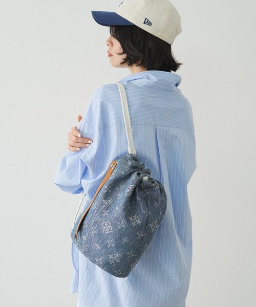 russet（ラシット）の「デニムジャガード3WAY巾着バッグ（ショルダーバッグ・レディース・インディゴブルー・FREE）」の18枚目の写真