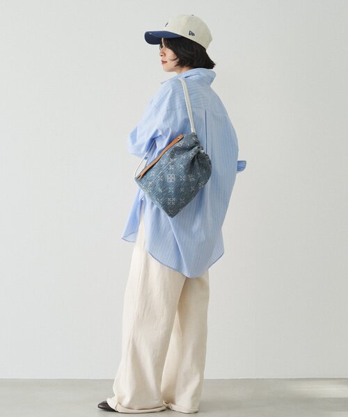 russet（ラシット）の「デニムジャガード3WAY巾着バッグ（ショルダーバッグ・レディース・インディゴブルー・FREE）」の19枚目の写真