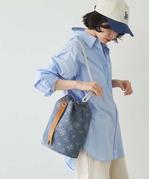 russet（ラシット）の「デニムジャガード3WAY巾着バッグ（ショルダーバッグ・レディース・インディゴブルー・FREE）」の20枚目の写真