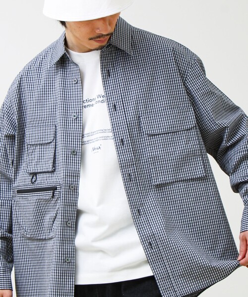 GLOSTER（グロスター）の「【ギアディテール】チェック フィッシングシャツ（シャツ/ブラウス・メンズ・ブラック系その他/ブルー系その他/ベージュ系その他・S/M/L）」の2枚目の写真