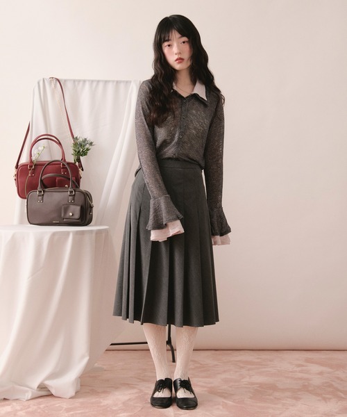 loin nuit（ロワンニュイ）の「sheer layered color tops / シアーレイヤードカラートップス（Tシャツ/カットソー・レディース・ピンク/チャコールグレー・FREE）」の4枚目の写真