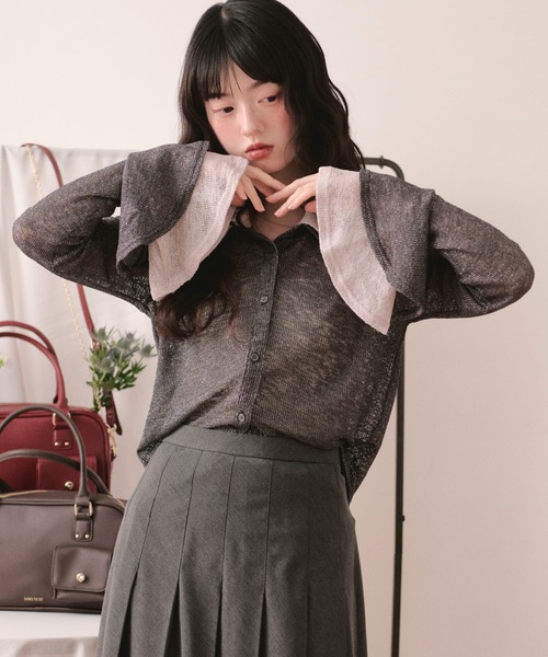 loin nuit（ロワンニュイ）の「sheer layered color tops / シアーレイヤードカラートップス（Tシャツ/カットソー・レディース・ピンク/チャコールグレー・FREE）」の7枚目の写真