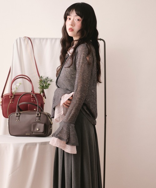 loin nuit（ロワンニュイ）の「sheer layered color tops / シアーレイヤードカラートップス（Tシャツ/カットソー・レディース・ピンク/チャコールグレー・FREE）」の14枚目の写真