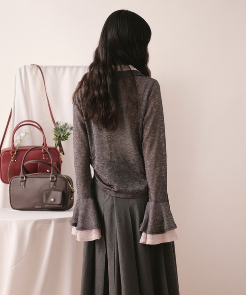 loin nuit（ロワンニュイ）の「sheer layered color tops / シアーレイヤードカラートップス（Tシャツ/カットソー・レディース・ピンク/チャコールグレー・FREE）」の16枚目の写真