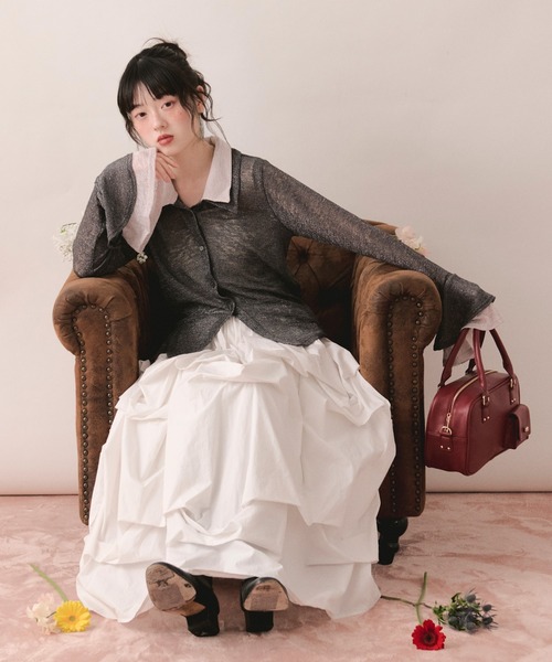 loin nuit（ロワンニュイ）の「sheer layered color tops / シアーレイヤードカラートップス（Tシャツ/カットソー・レディース・ピンク/チャコールグレー・FREE）」の22枚目の写真