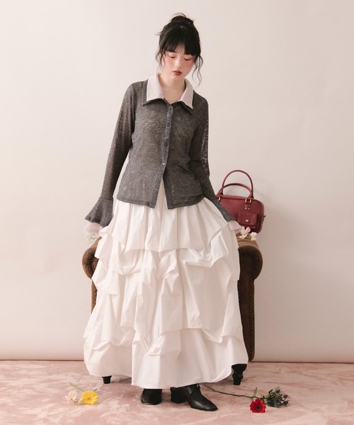 loin nuit（ロワンニュイ）の「sheer layered color tops / シアーレイヤードカラートップス（Tシャツ/カットソー・レディース・ピンク/チャコールグレー・FREE）」の9枚目の写真