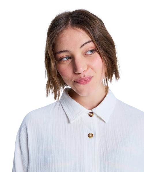 ROXY（ロキシー）の「ROXY ウィメンズ MORNING SHINE 長袖シャツ 【2026年春夏モデル】/ロキシーコットンダブルガーゼ風長袖シャツ（シャツ/ブラウス・レディース・ホワイト系その他・SMALL/MEDIUM）」の4枚目の写真