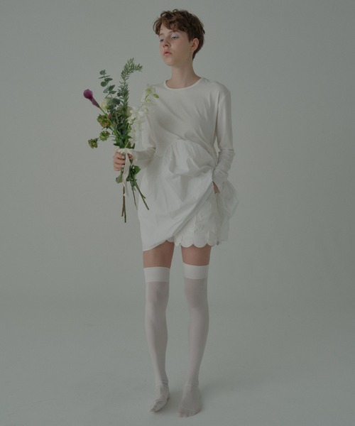 HONEY MI HONEY（ハニーミーハニー）の「taffeta frill long t-shirt（Tシャツ/カットソー・レディース・グレー/ブラック/ピンク/ホワイト・FREE）」の6枚目の写真