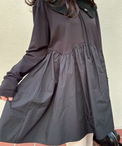 HONEY MI HONEY（ハニーミーハニー）の「taffeta frill long t-shirt（Tシャツ/カットソー・レディース・グレー/ブラック/ピンク/ホワイト・FREE）」の9枚目の写真