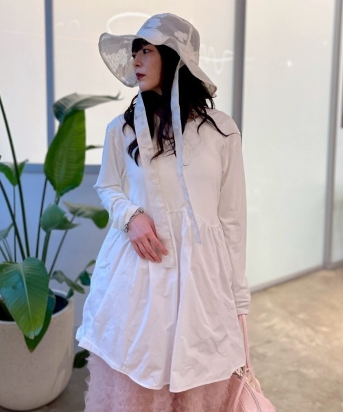 HONEY MI HONEY（ハニーミーハニー）の「taffeta frill long t-shirt（Tシャツ/カットソー・レディース・グレー/ブラック/ピンク/ホワイト・FREE）」の11枚目の写真