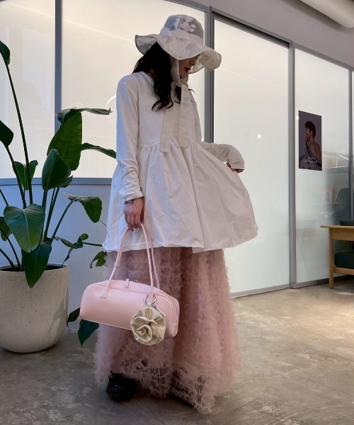 HONEY MI HONEY（ハニーミーハニー）の「taffeta frill long t-shirt（Tシャツ/カットソー・レディース・グレー/ブラック/ピンク/ホワイト・FREE）」の12枚目の写真