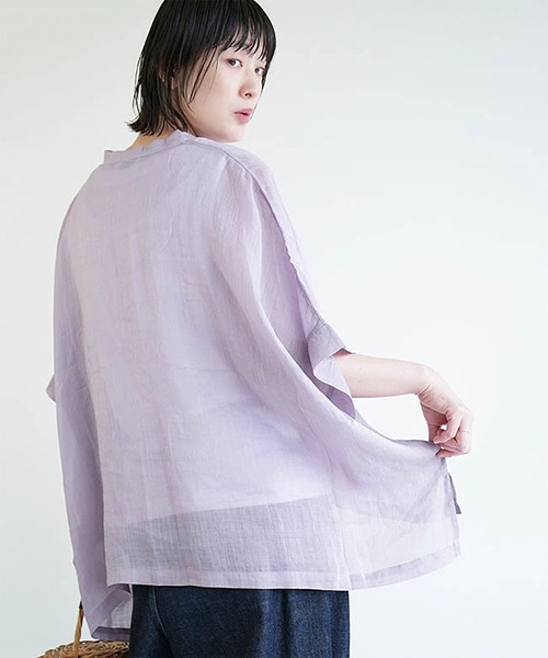 solamonat poche(ソラモナポッシェ)の「ラミーワイドシャツ(シャツ/ブラウス・レディース・ラベンダー/ブラック/ライトオリーブ/ライトグレー/ライトブルー/ホワイト/ベージュ・2)」の7枚目の写真