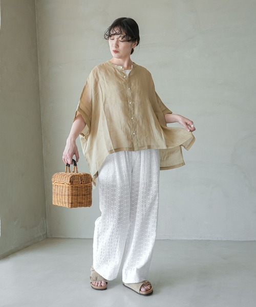 solamonat poche(ソラモナポッシェ)の「ラミーワイドシャツ(シャツ/ブラウス・レディース・ラベンダー/ブラック/ライトオリーブ/ライトグレー/ライトブルー/ホワイト/ベージュ・2)」の4枚目の写真