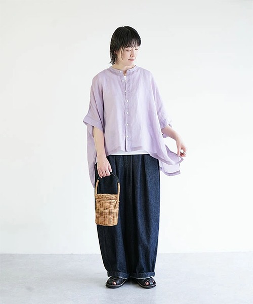 solamonat poche(ソラモナポッシェ)の「ラミーワイドシャツ(シャツ/ブラウス・レディース・ラベンダー/ブラック/ライトオリーブ/ライトグレー/ライトブルー/ホワイト/ベージュ・2)」の15枚目の写真