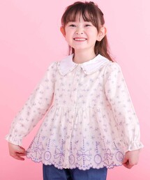 SLAP SLIP | ストライプ＆花柄裾刺しゅうフレアブラウス(90~130cm)(シャツ/ブラウス)