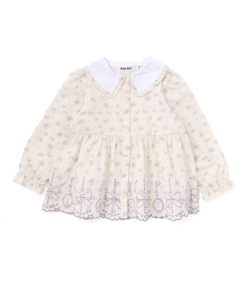 SLAP SLIP（スラップスリップ）の「ストライプ＆花柄裾刺しゅうフレアブラウス(90~130cm)（シャツ/ブラウス・キッズ・ホワイト系その他2/ブルー系その他・90cm/130cm/100cm/110cm/120cm）」の5枚目の写真