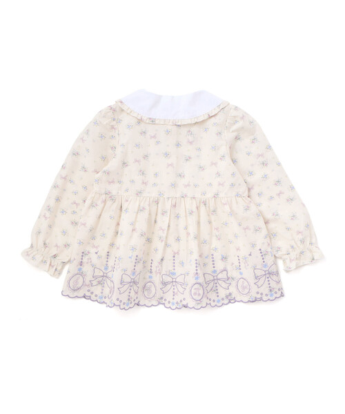 SLAP SLIP（スラップスリップ）の「ストライプ＆花柄裾刺しゅうフレアブラウス(90~130cm)（シャツ/ブラウス・キッズ・ホワイト系その他2/ブルー系その他・90cm/130cm/100cm/110cm/120cm）」の6枚目の写真