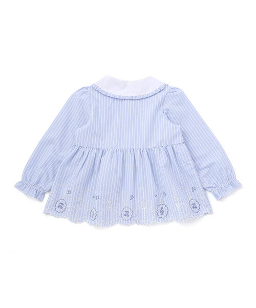 SLAP SLIP（スラップスリップ）の「ストライプ＆花柄裾刺しゅうフレアブラウス(90~130cm)（シャツ/ブラウス・キッズ・ホワイト系その他2/ブルー系その他・90cm/130cm/100cm/110cm/120cm）」の9枚目の写真