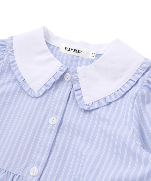 SLAP SLIP（スラップスリップ）の「ストライプ＆花柄裾刺しゅうフレアブラウス(90~130cm)（シャツ/ブラウス・キッズ・ホワイト系その他2/ブルー系その他・90cm/130cm/100cm/110cm/120cm）」の10枚目の写真