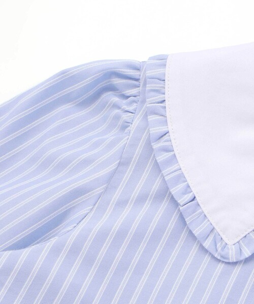 SLAP SLIP（スラップスリップ）の「ストライプ＆花柄裾刺しゅうフレアブラウス(90~130cm)（シャツ/ブラウス・キッズ・ホワイト系その他2/ブルー系その他・90cm/130cm/100cm/110cm/120cm）」の11枚目の写真