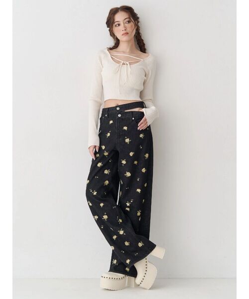 EVRIS(エヴリス)の「ストラップデザインリブニットトップス 春服(ニット/セーター・レディース・ホワイト/ピンク/ブラック・FREE)」の10枚目の写真