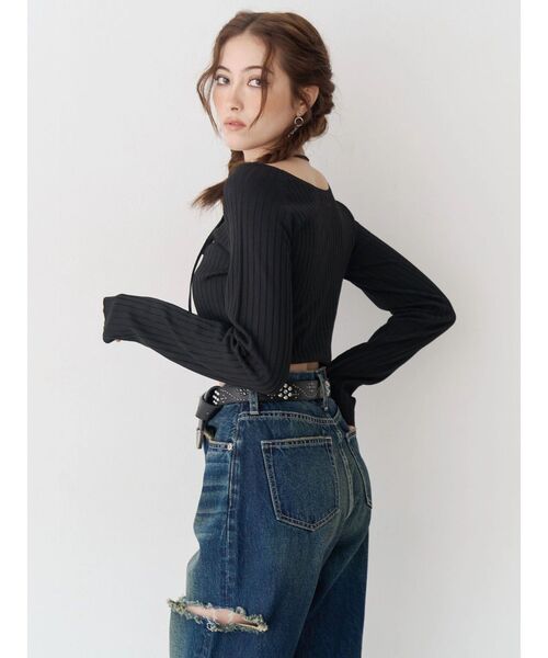 EVRIS(エヴリス)の「ストラップデザインリブニットトップス 春服(ニット/セーター・レディース・ホワイト/ピンク/ブラック・FREE)」の14枚目の写真