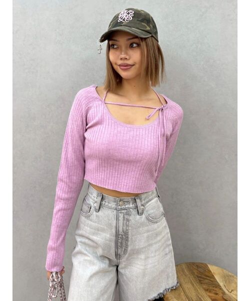 EVRIS(エヴリス)の「ストラップデザインリブニットトップス 春服(ニット/セーター・レディース・ホワイト/ピンク/ブラック・FREE)」の21枚目の写真