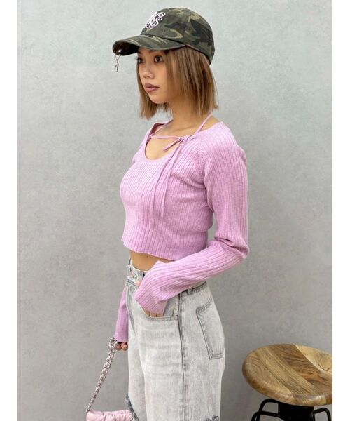 EVRIS(エヴリス)の「ストラップデザインリブニットトップス 春服(ニット/セーター・レディース・ホワイト/ピンク/ブラック・FREE)」の22枚目の写真
