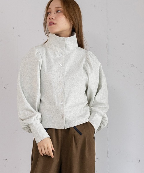 POU DOU DOU（プードゥドゥ）の「パフスリーブカーディガントップス（Tシャツ/カットソー・レディース・グリーン/オートミール/ブラック・3）」の8枚目の写真