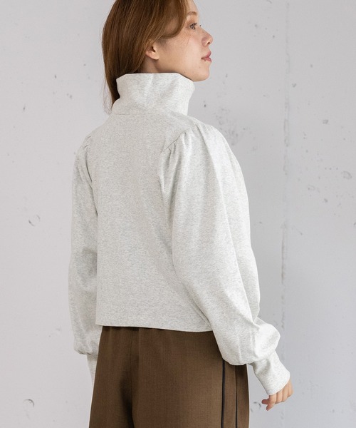 POU DOU DOU（プードゥドゥ）の「パフスリーブカーディガントップス（Tシャツ/カットソー・レディース・グリーン/オートミール/ブラック・3）」の10枚目の写真