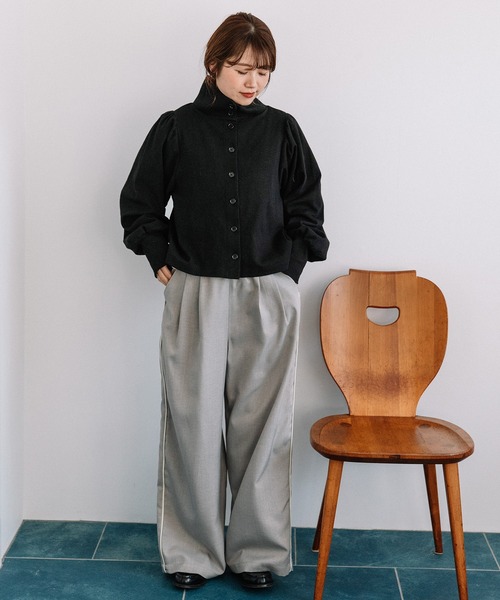 POU DOU DOU（プードゥドゥ）の「パフスリーブカーディガントップス（Tシャツ/カットソー・レディース・グリーン/オートミール/ブラック・3）」の19枚目の写真