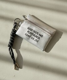 coen（コーエン）の「ロゴ刺繍 レザーライクカードケースキーホルダー（カードケース）」