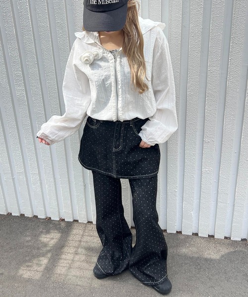 WC（ダブル シー）の「ローズモチーフシアーパーカー（パーカー・レディース・サックスブルー/ホワイト・FREE）」の9枚目の写真